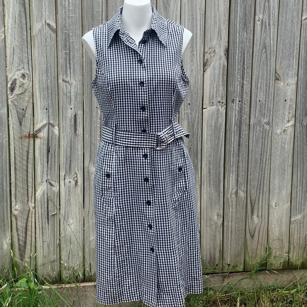 Sheri Martin NY,Shirt dress,blk&wt Gingham